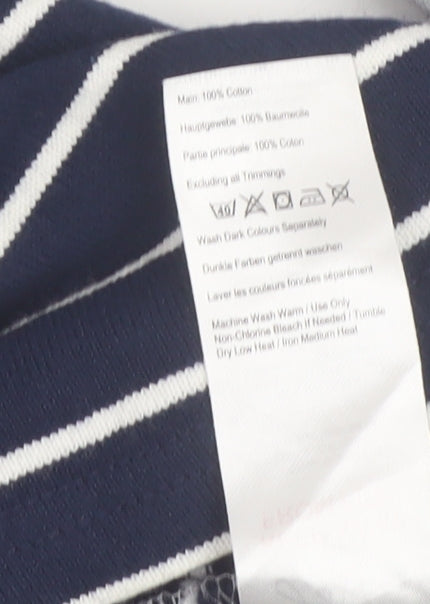 Joules Women Blue Striped Cotton Shift Dress UK 12 3/4 Sleeve Nautical