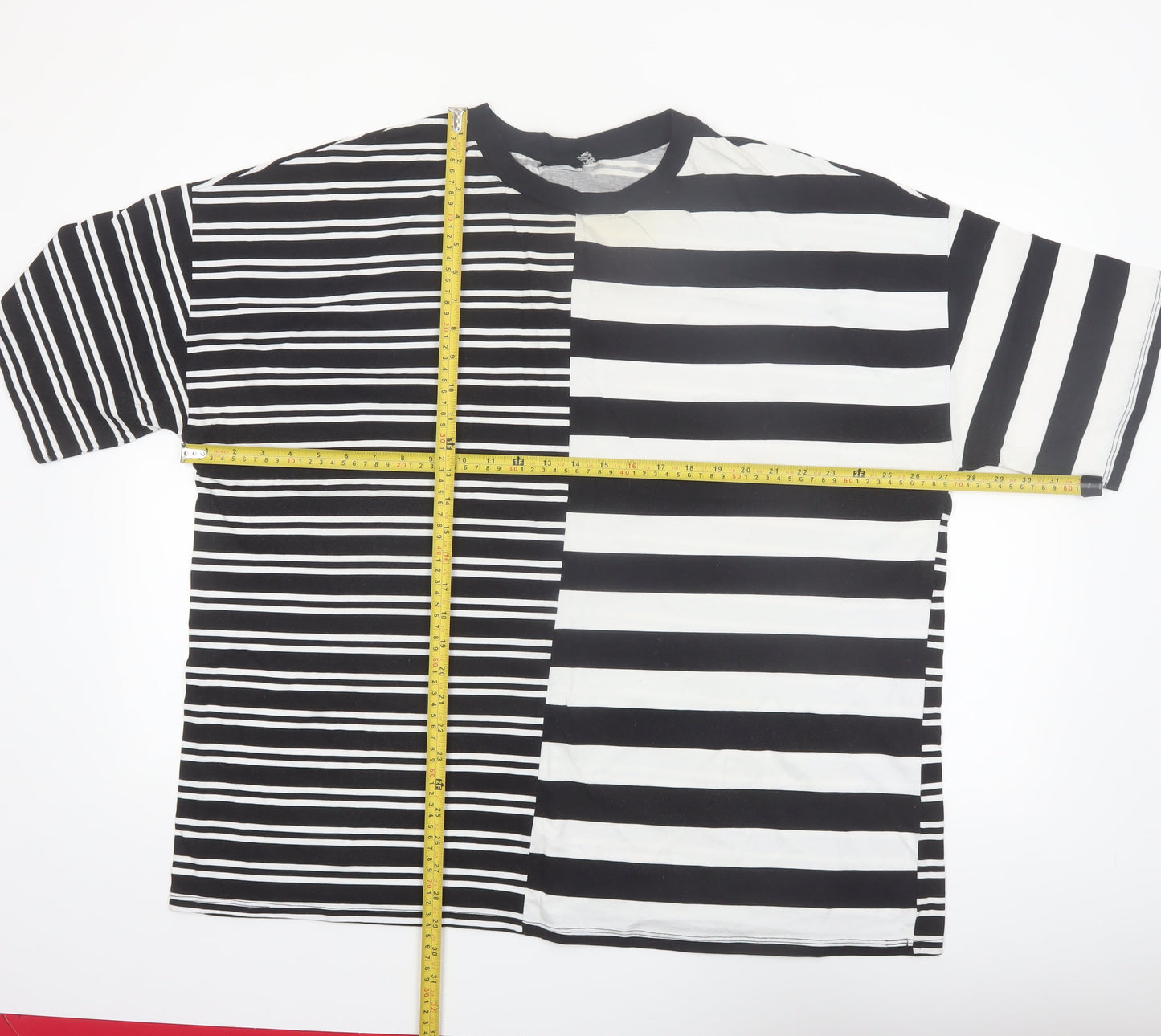 ASOS DESIGN Women Black White Striped Relaxed Cotton T-Shirt Size 18