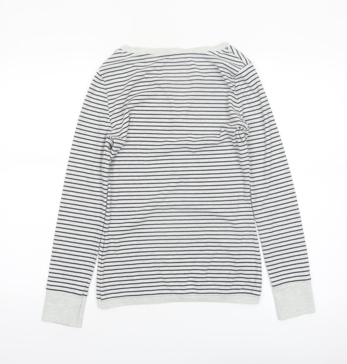 Superdry Women White Striped Henley Long Sleeve Jersey Top S
