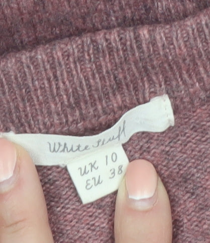 White Stuff Women’s Purple Merino Wool Blend Crew Neck Jumper Size 10