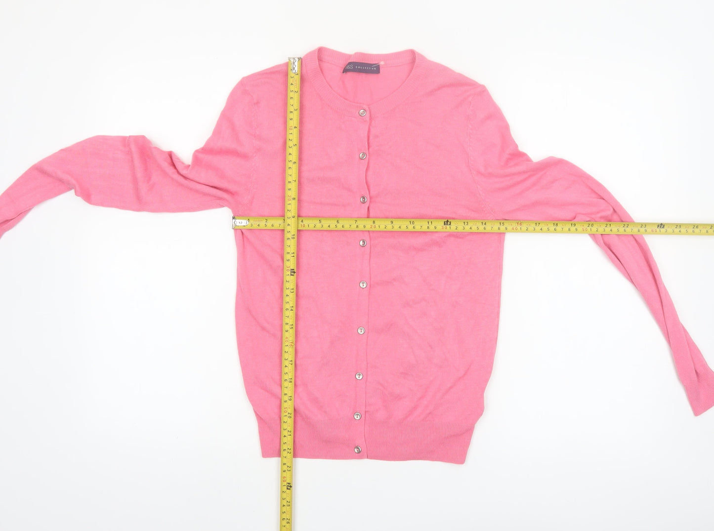 Marks and Spencer Womens Pink Size 10 Crew Neck Button Cardigan