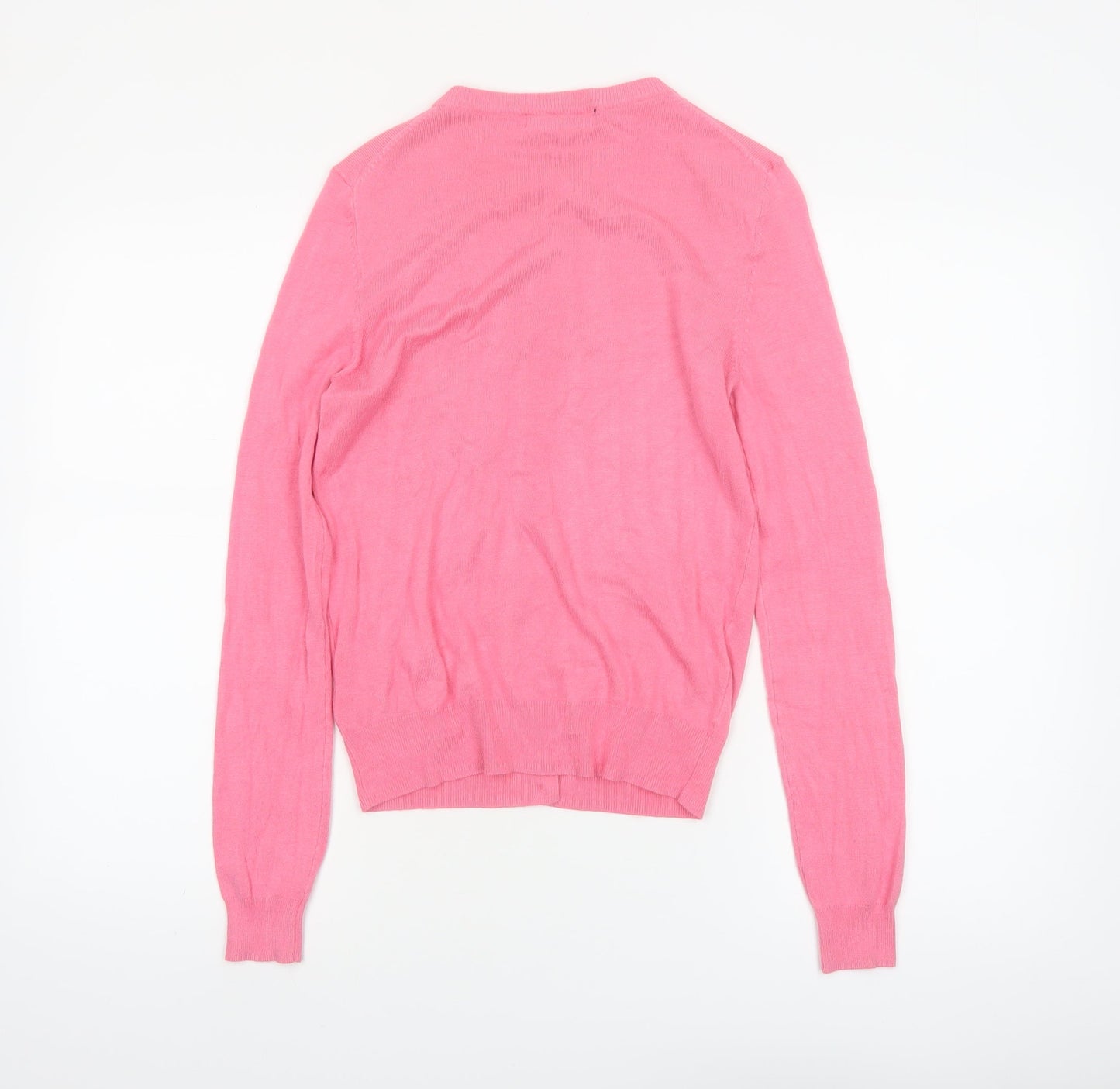Marks and Spencer Womens Pink Size 10 Crew Neck Button Cardigan