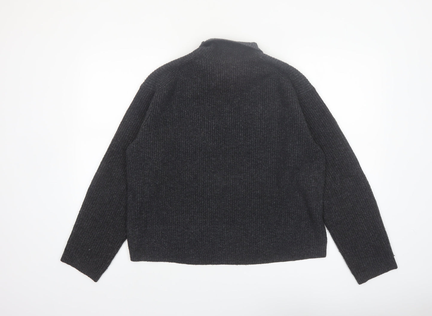 Uniqlo Women Black Roll Neck Ribbed Knit Jumper Size S