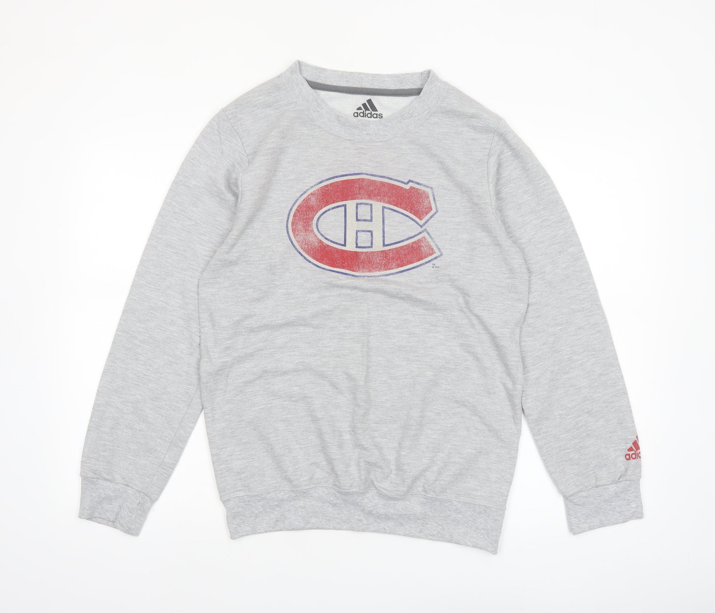 adidas Men’s Grey Graphic Crew Neck Pullover Sweatshirt Size S