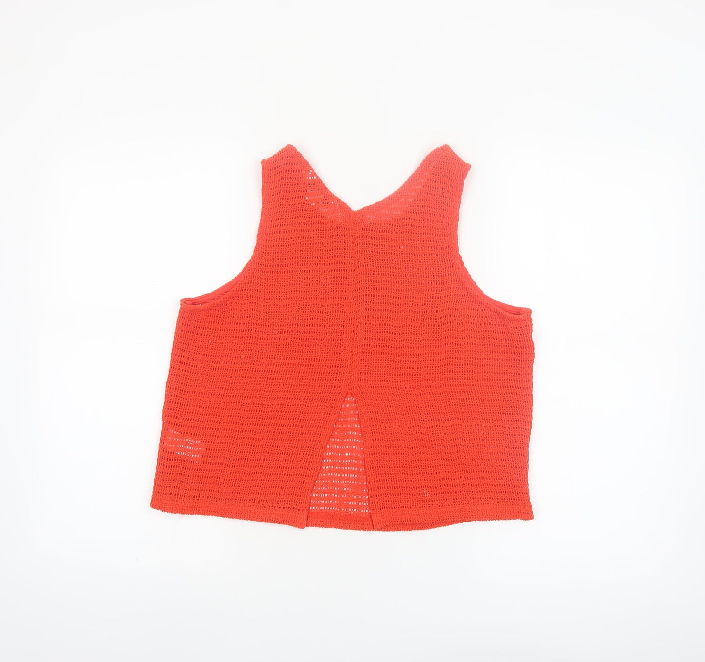 Next Womens Red Cropped Knit Tank Top M Cotton Blend