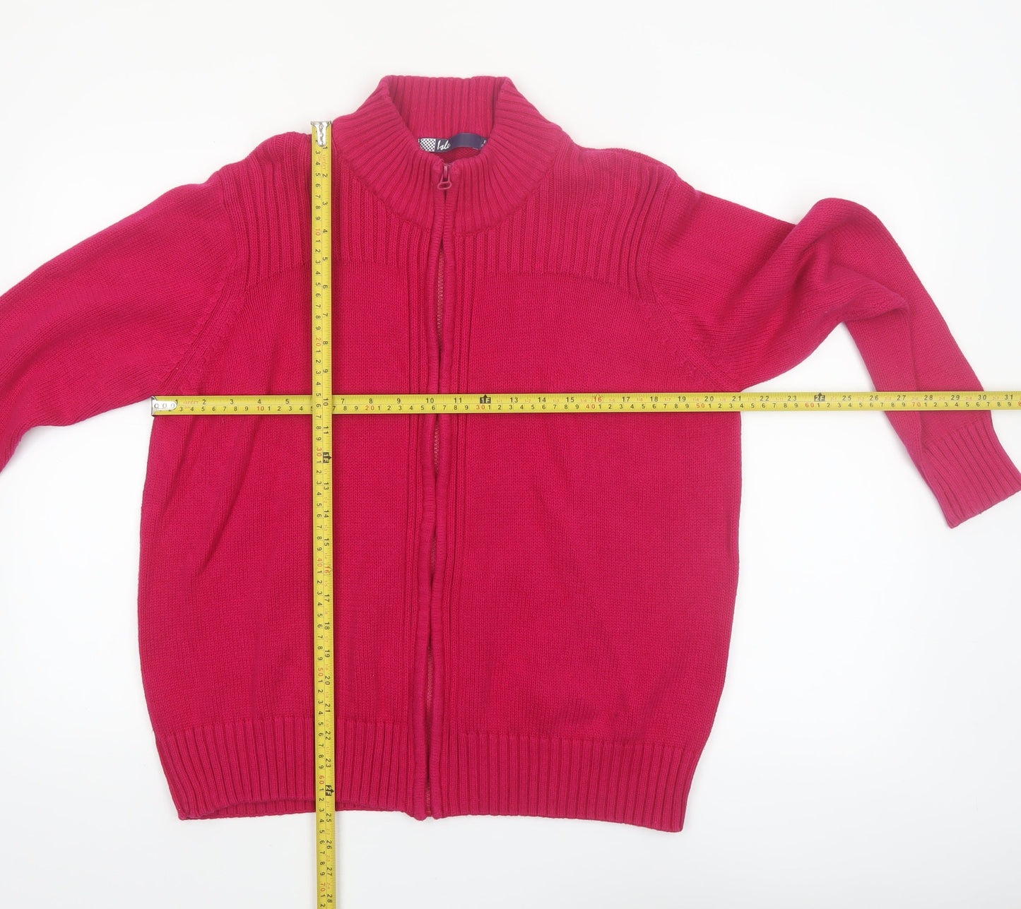 Isle Womens Pink Full Zip Cotton Knit Jumper Size 22 Plus
