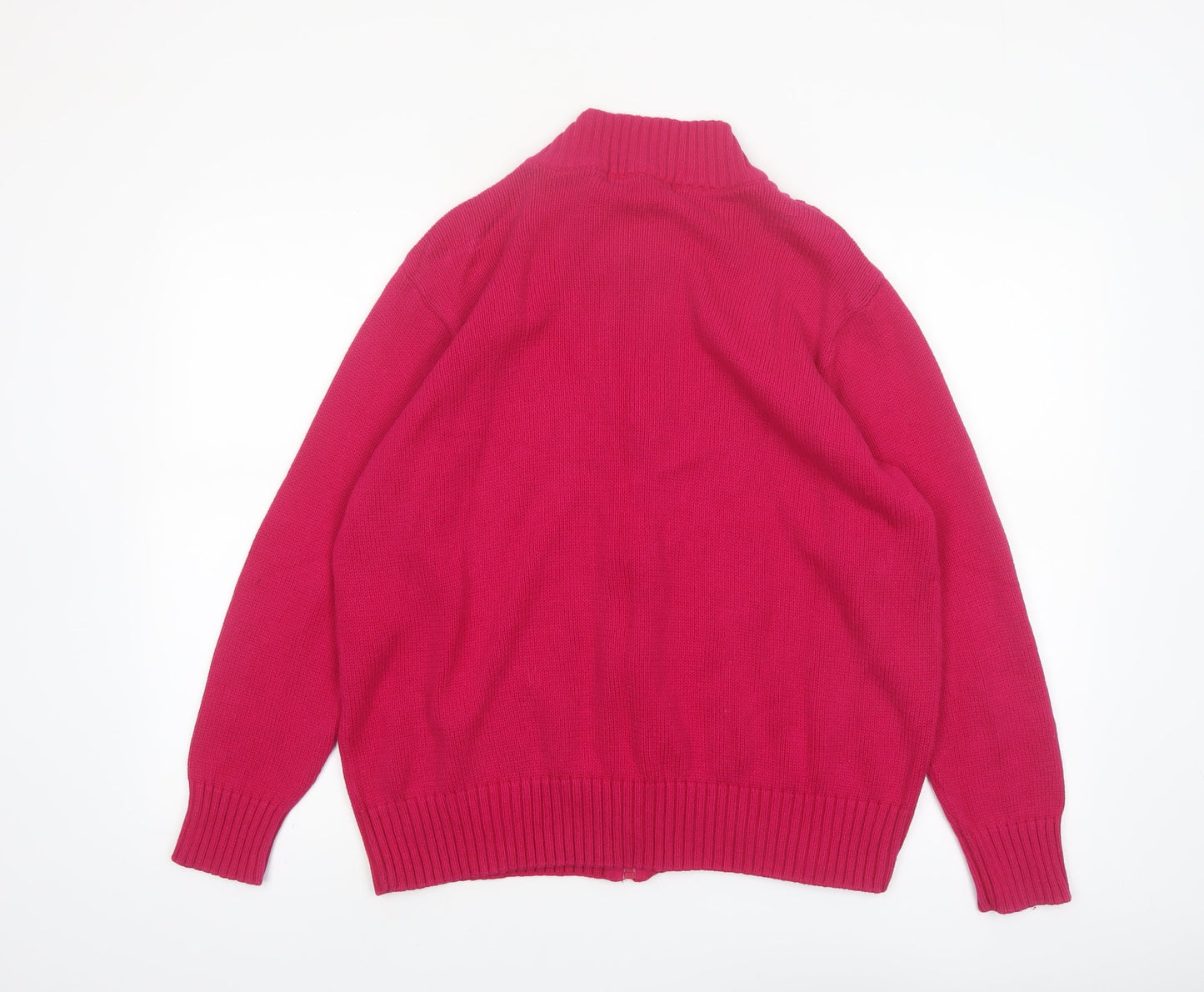 Isle Womens Pink Full Zip Cotton Knit Jumper Size 22 Plus