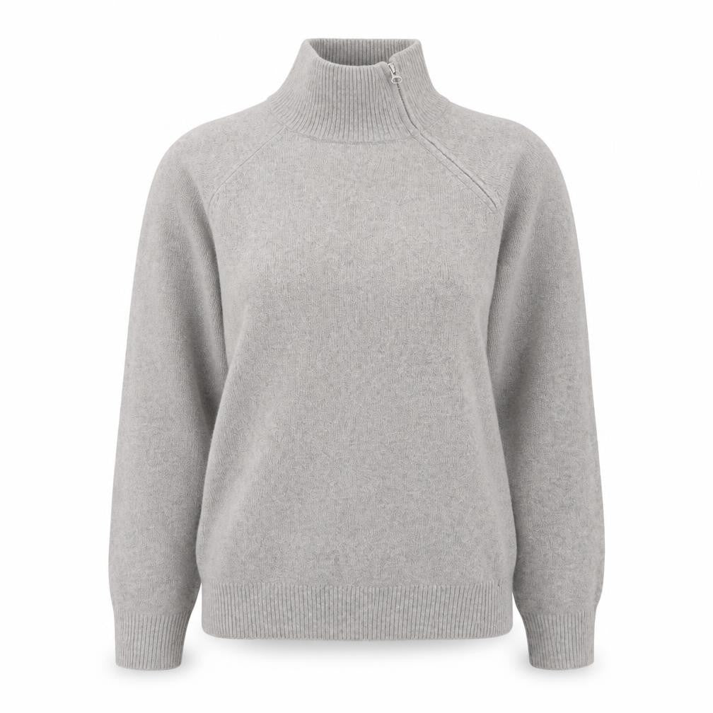 Marks & Spencer Women's Grey High Neck Zip Knit Jumper XS