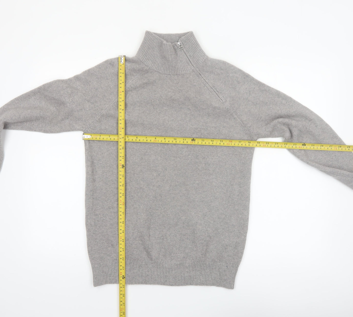 Marks and Spencer Women's Grey High Neck Zip Knit Jumper XS