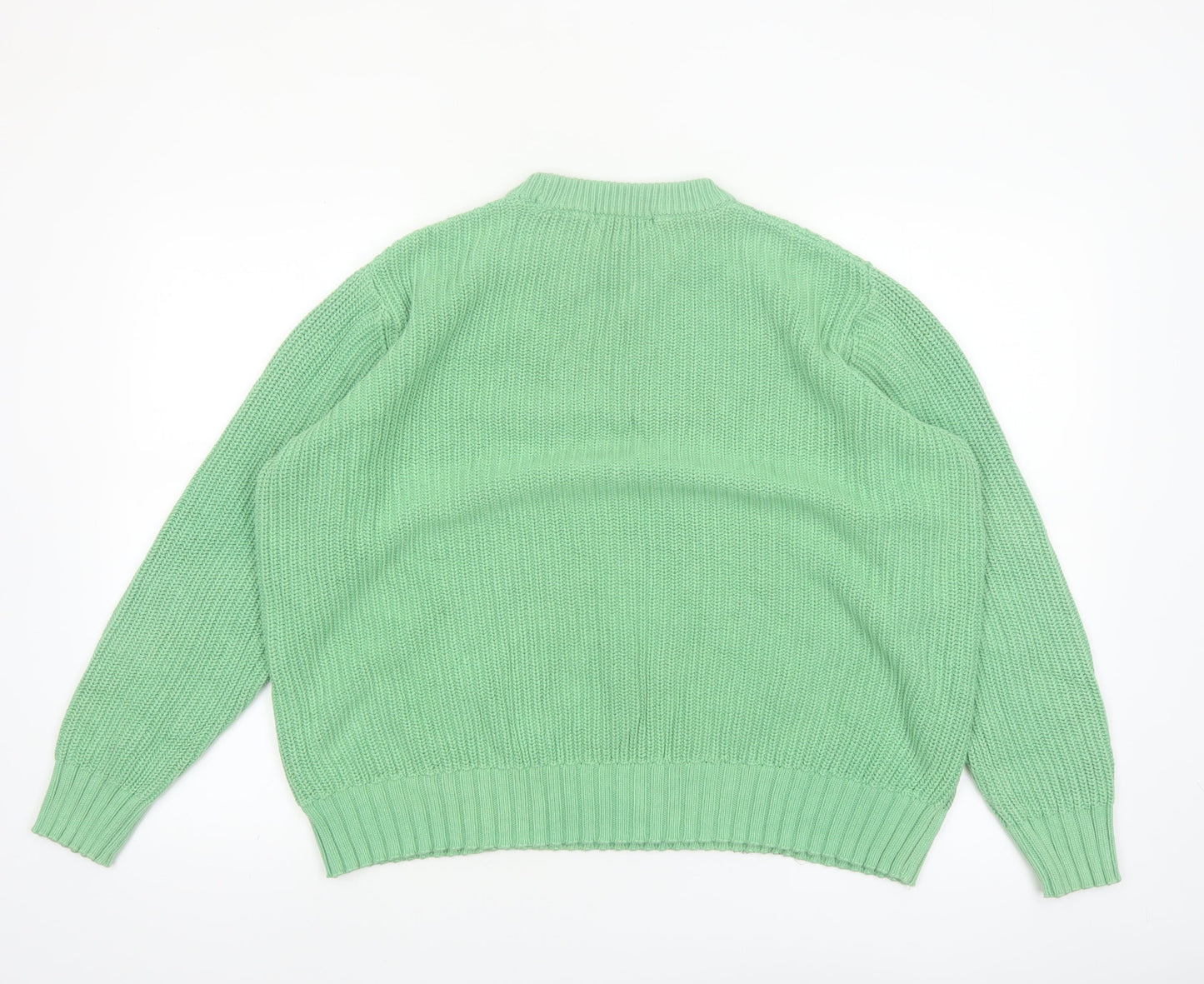 Marks and Spencer Women's Green Cotton Crew Neck Jumper L