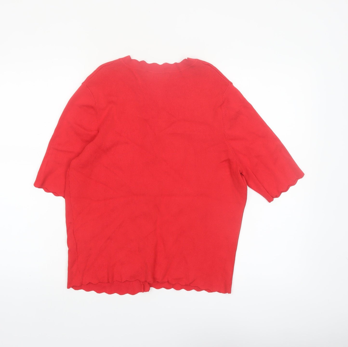 Marks and Spencer Women's Red Short Sleeve V-Neck Cardigan L