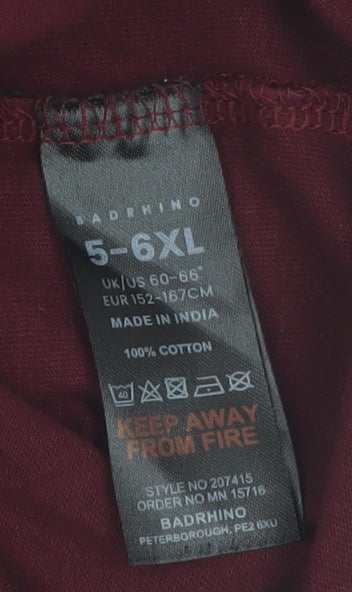 BadRhino Men's Burgundy Cotton Crew Neck Short Sleeve T-Shirt 5-6XL