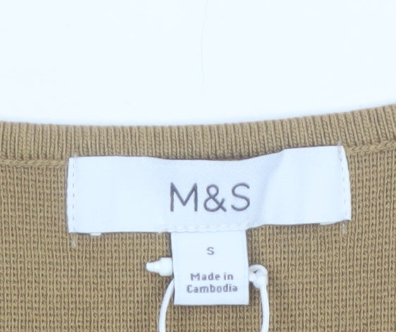 Marks and Spencer Women Brown Knit Square Neck Button Tank Top Size S