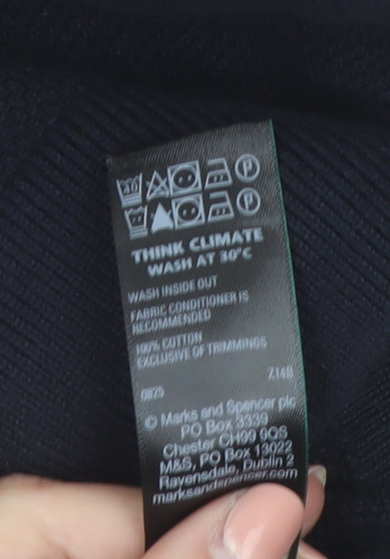 Marks and Spencer Men's Black Cotton Crew Neck Jumper L