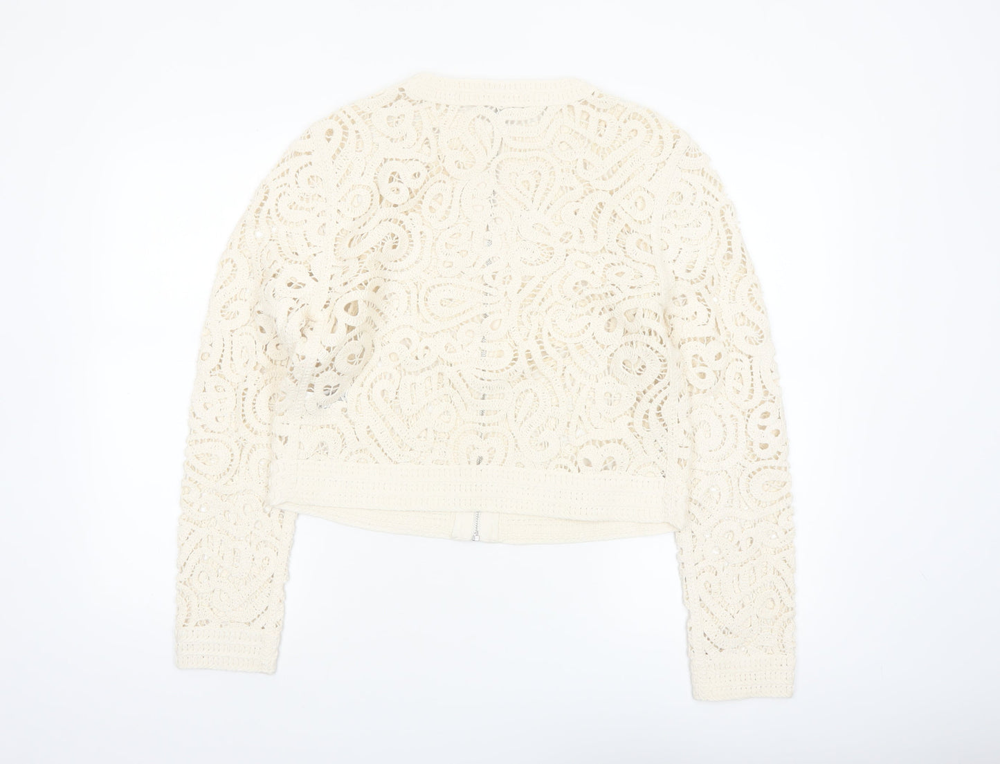 Marks and Spencer Women's Ivory Lace Crochet Zip Jacket S