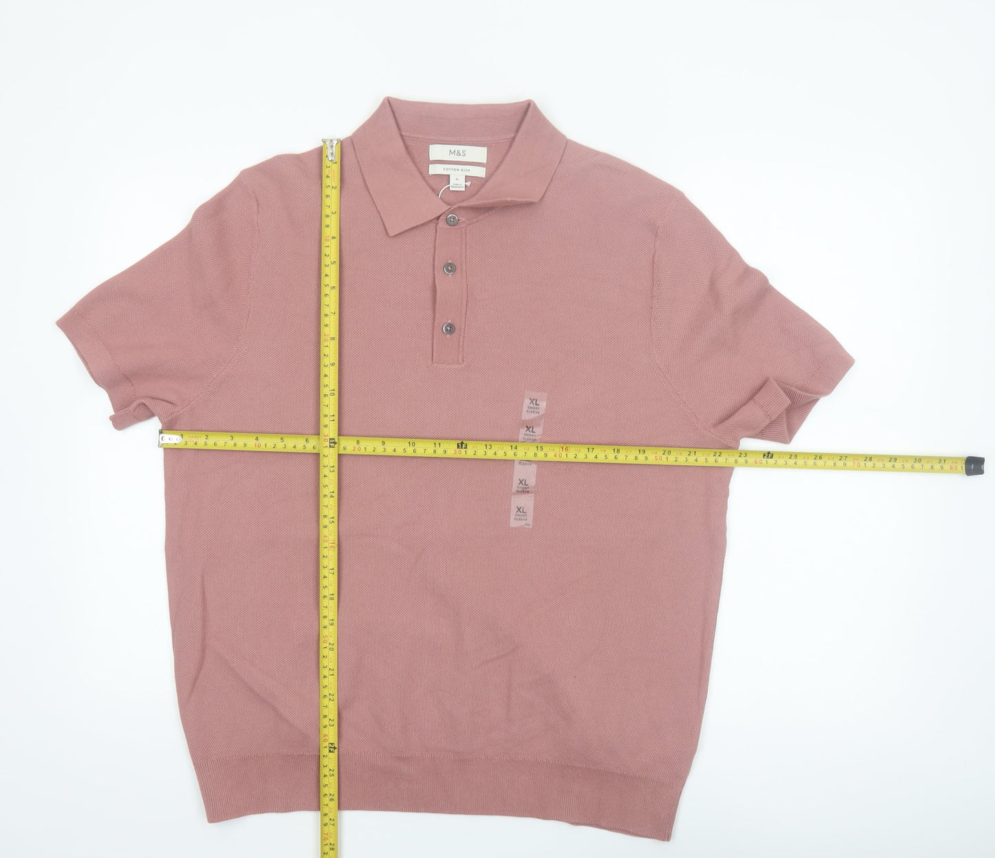 Marks and Spencer Men’s Pink Cotton Polo Shirt XL