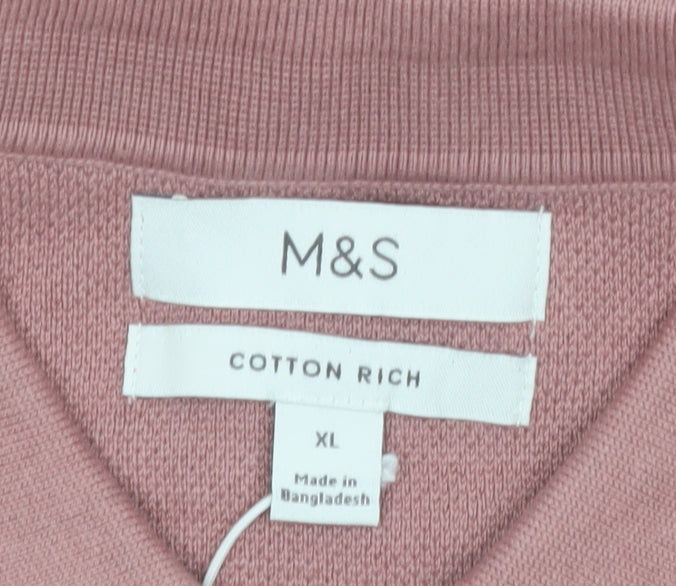 Marks and Spencer Men’s Pink Cotton Polo Shirt XL