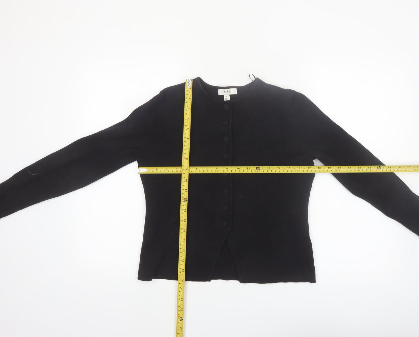 Marks and Spencer Women's Black Crew Neck Button Cardigan Size S