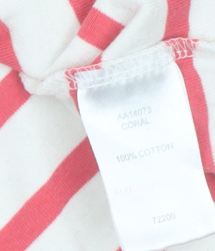 Cotton Traders Womens Pink Striped 3/4 Sleeve Cotton T-Shirt Size 14