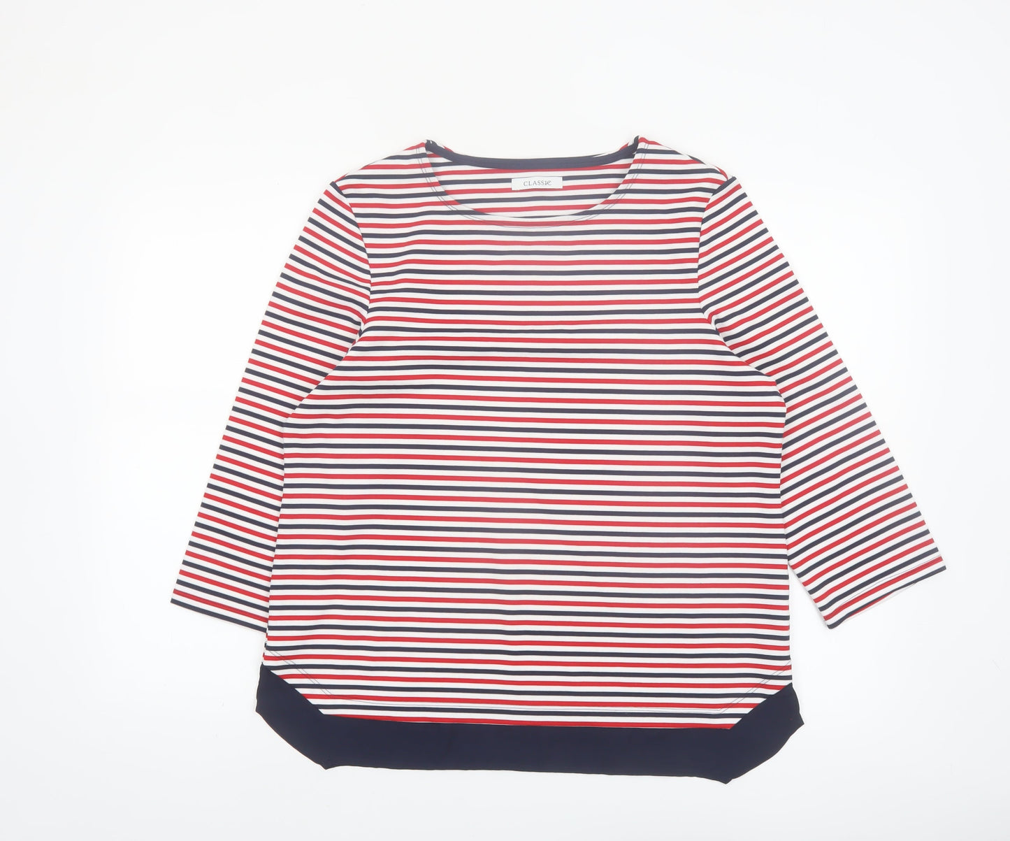 Marks and Spencer Women's Multicoloured Striped 3/4 Sleeve Jersey T-Shirt Size 14