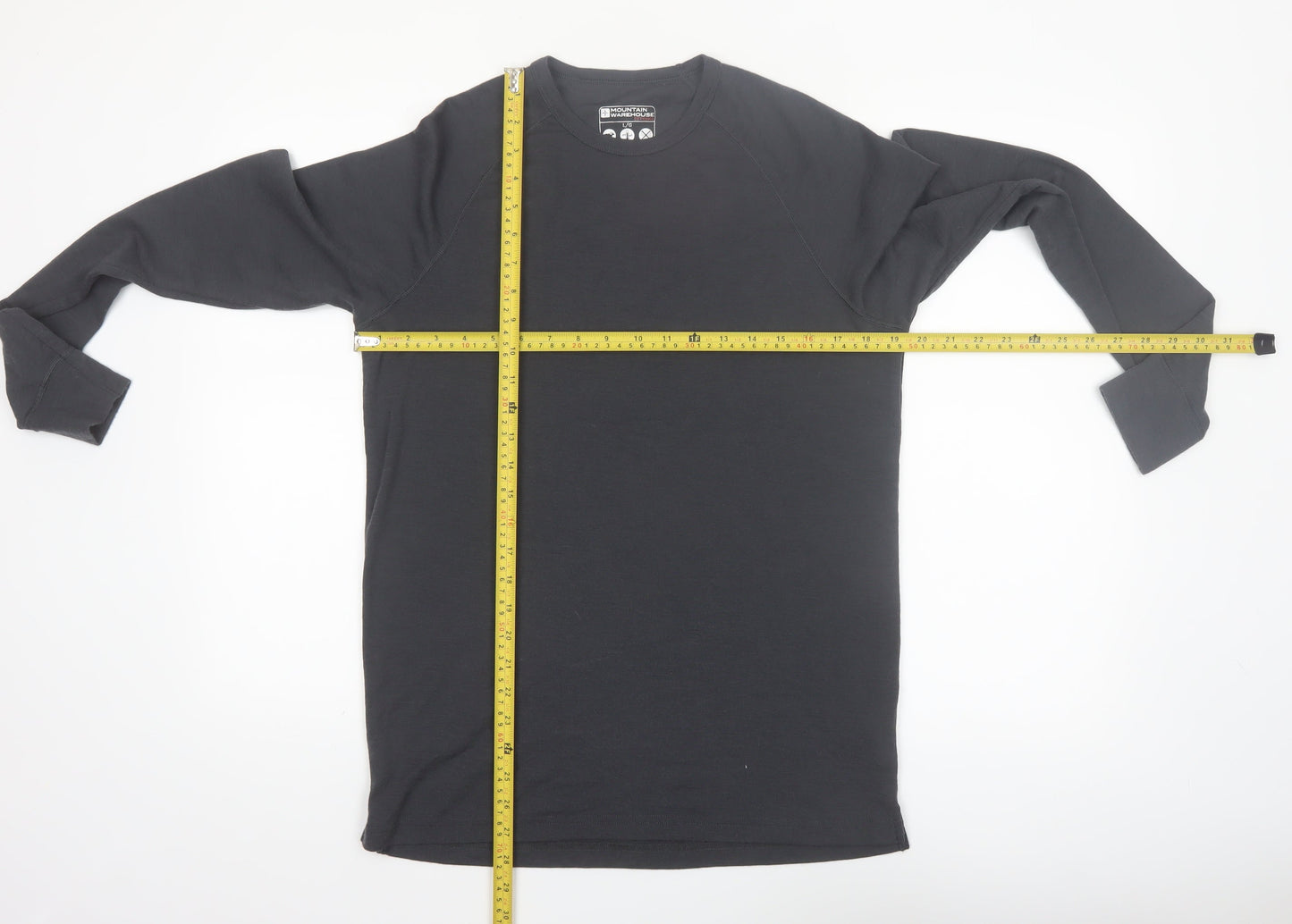 Mountain Warehouse Men Black Merino Wool Long Sleeve Base Layer Top L