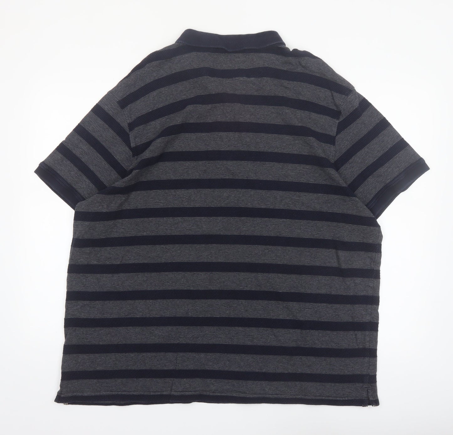 Hammond & Co Men's Navy Grey Striped Cotton Polo Shirt XXL Classic Fit