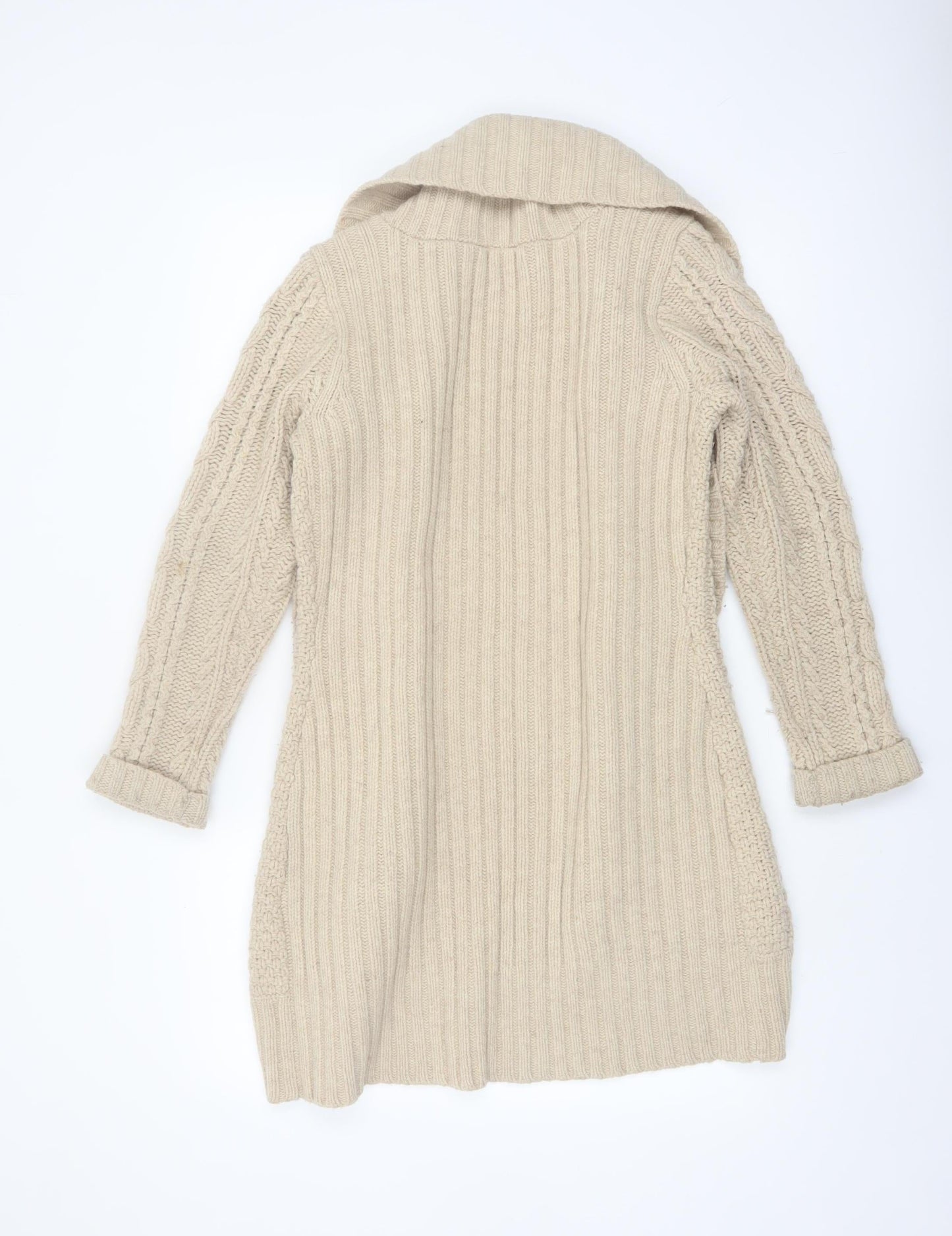 Monsoon Women’s Beige Lambswool Chunky Knit Cardigan Size S