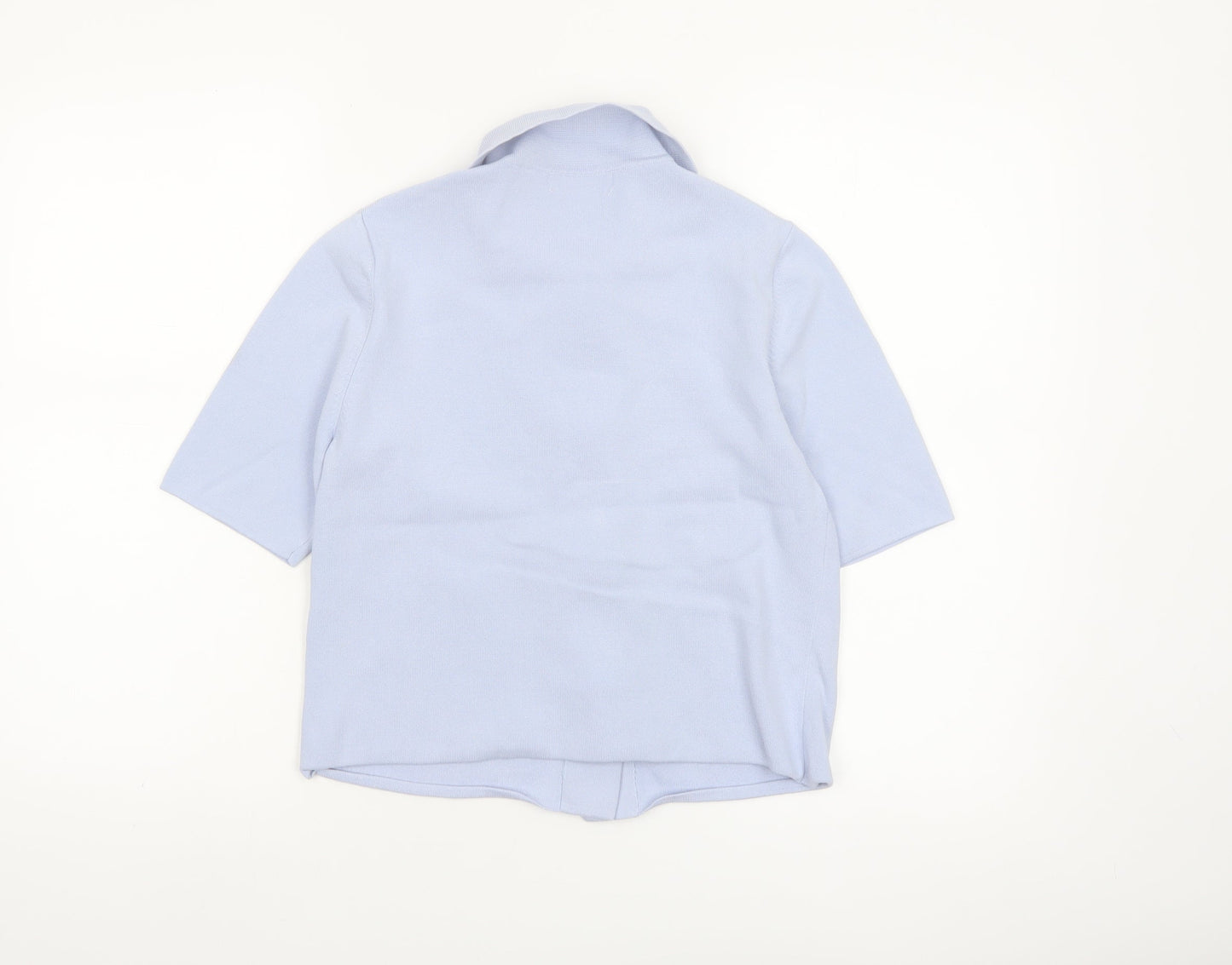 Marks and Spencer Women’s Blue Short Sleeve Button-Up Knit Top S