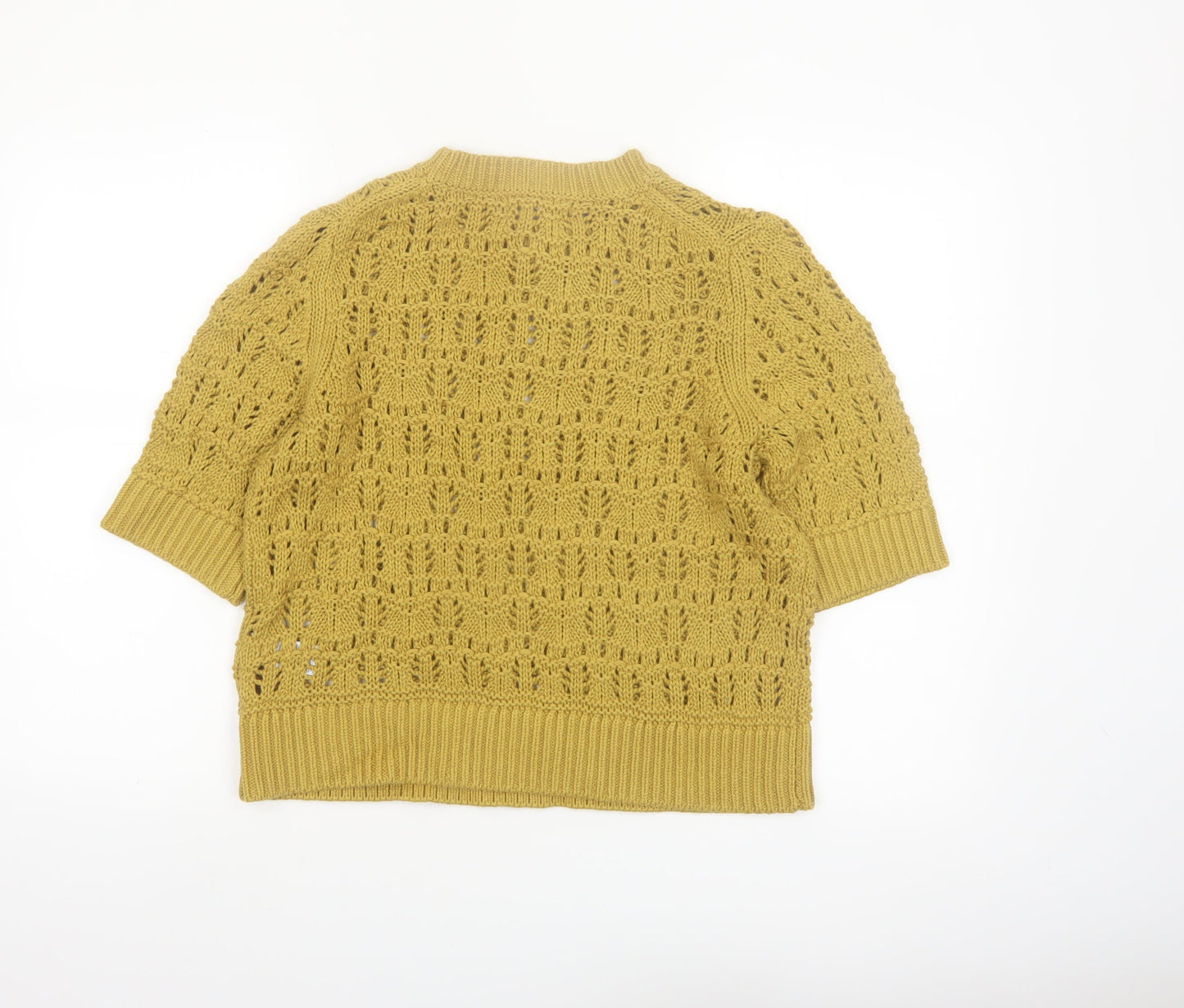 Marks and Spencer Per Una Women’s Yellow Cotton Open Knit Jumper M