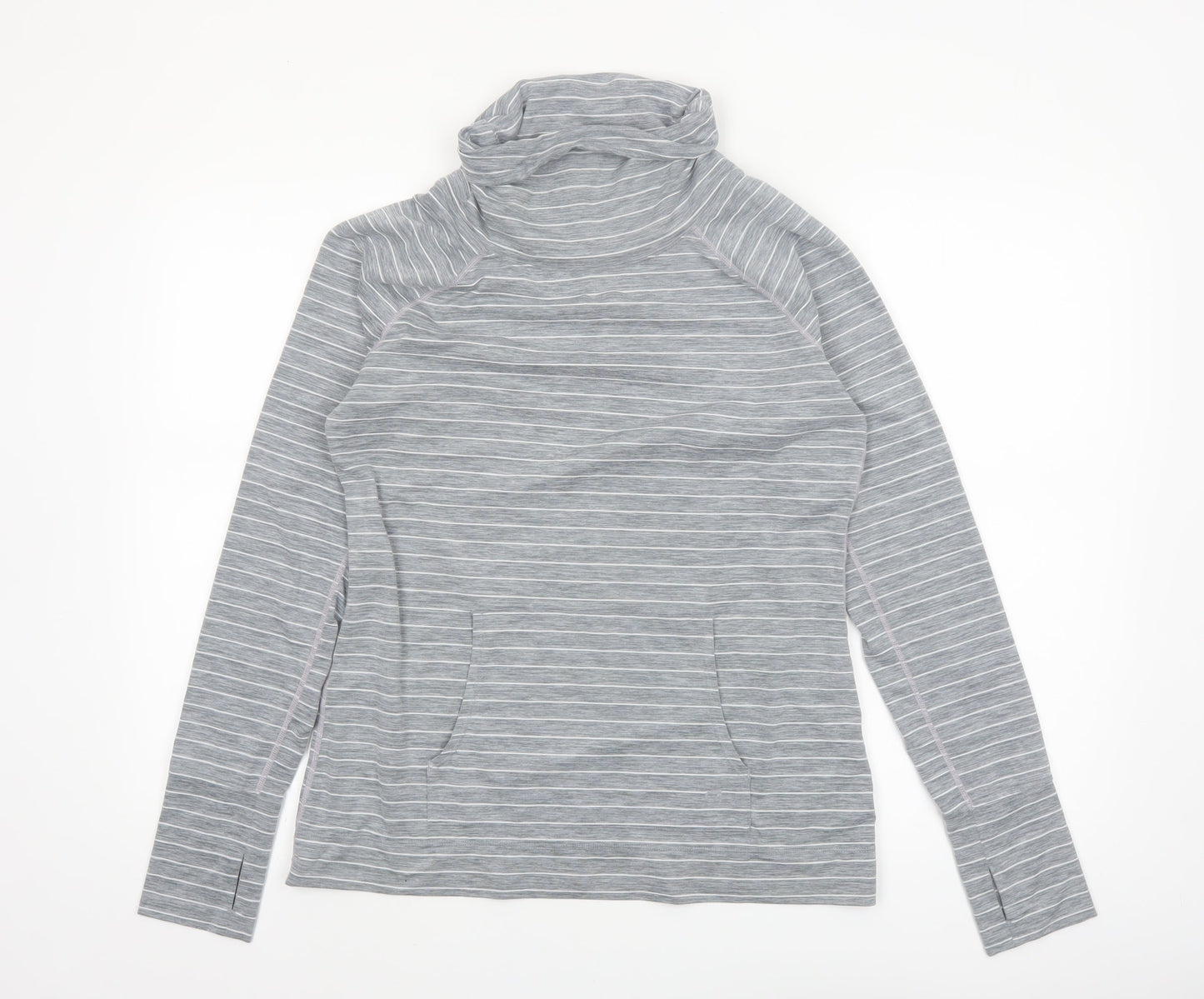 GapFit Women Grey Striped Long Sleeve High Neck Performance Top M