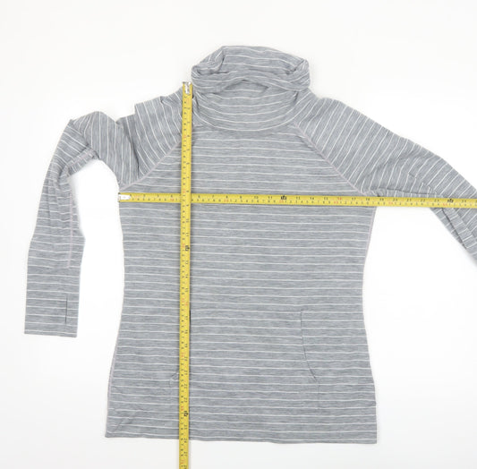 GapFit Women Grey Striped Long Sleeve High Neck Performance Top M