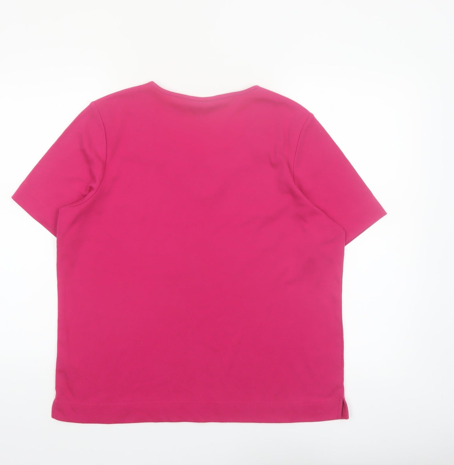 TIGI Womens Pink Short Sleeve Embroidered Round Neck T-Shirt Size 18/20