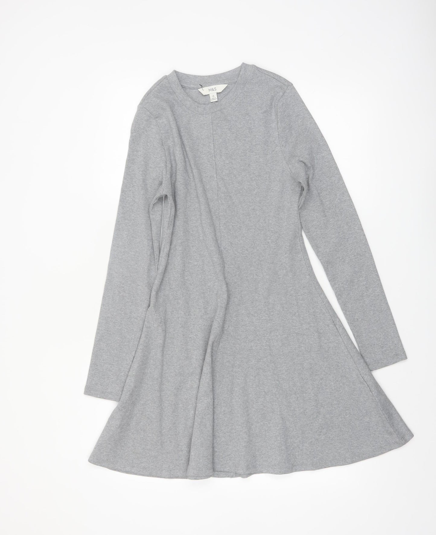 Marks and Spencer Women’s Grey Fit & Flare Long Sleeve Jersey Dress Size 8