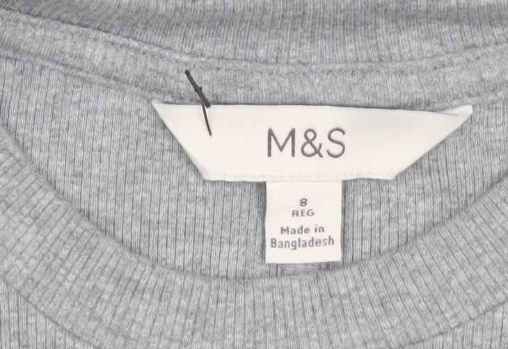 Marks and Spencer Women’s Grey Fit & Flare Long Sleeve Jersey Dress Size 8