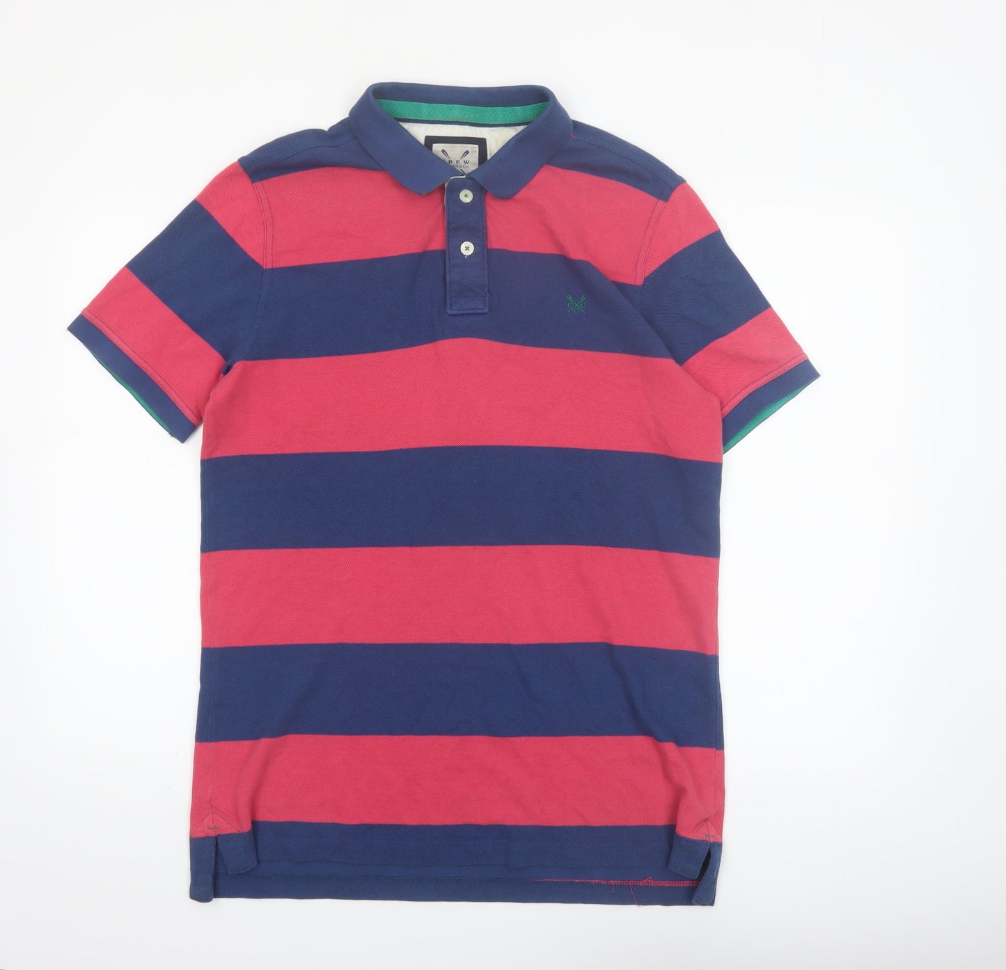 Crew Clothing Co. Men's Red Navy Striped Polo Shirt Size M