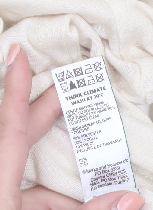 Marks and Spencer Women’s Ivory Long Sleeve Jersey Top Size 18