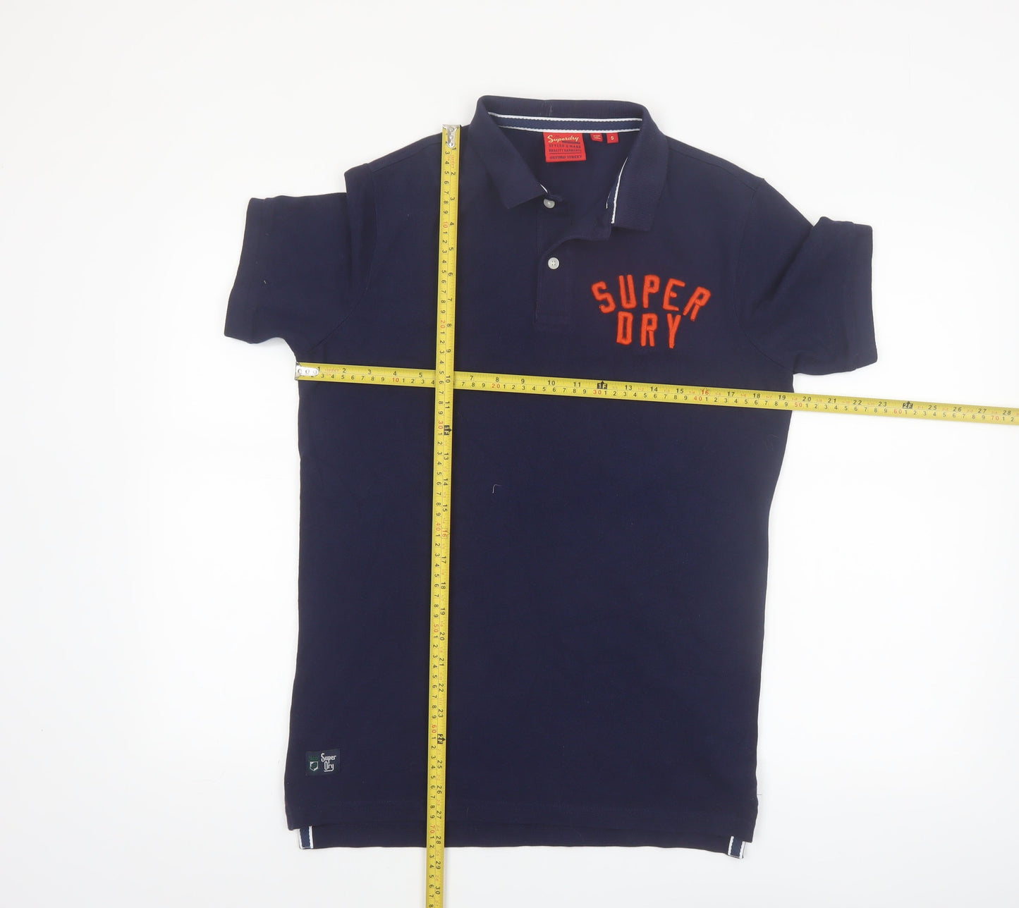 Superdry Men's Blue Slim Fit Short Sleeve Cotton Polo Shirt Size S