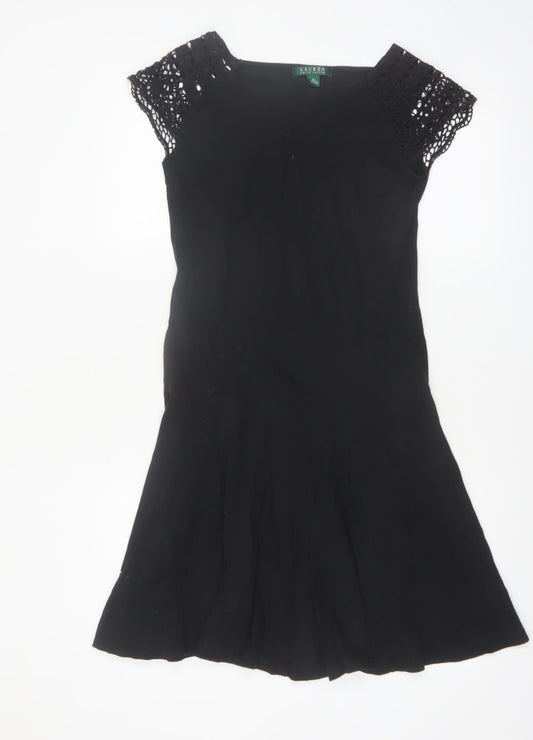 Ralph Lauren Women’s Black Cotton Fit & Flare Dress Size 12