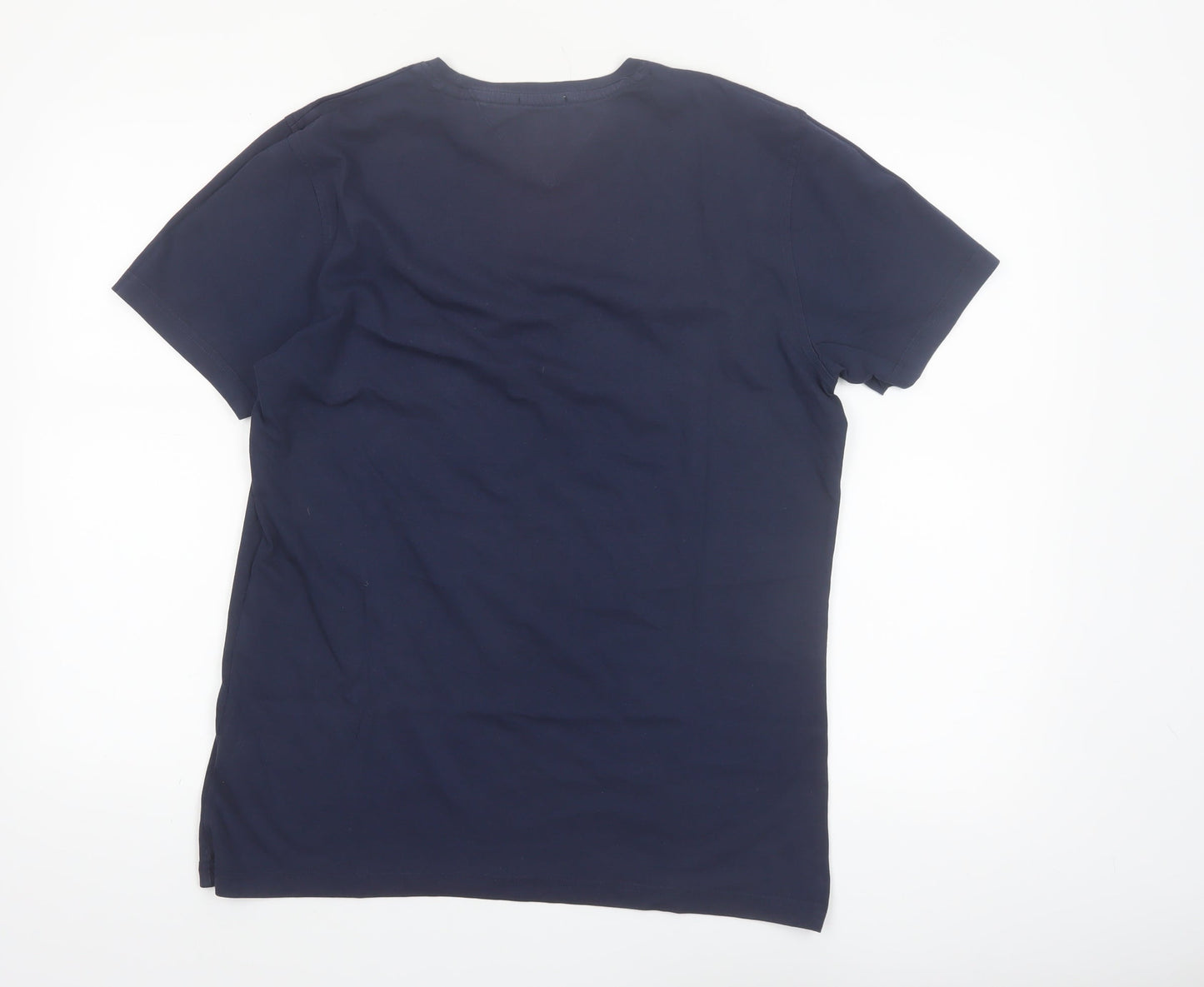 Hilfiger Denim Men's Navy Blue Crew Neck Cotton T-Shirt Size L