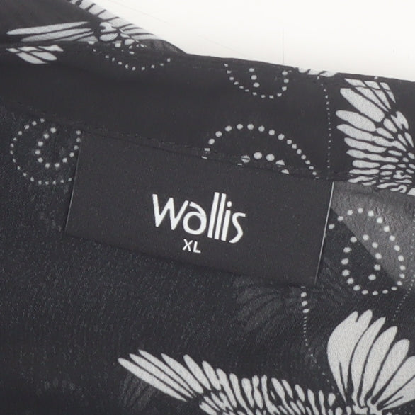 Wallis Women’s Black Bird Print Chiffon Tunic Blouse XL