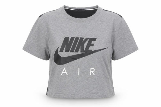 Nike Women’s Grey Cropped Air Logo T-Shirt Size S