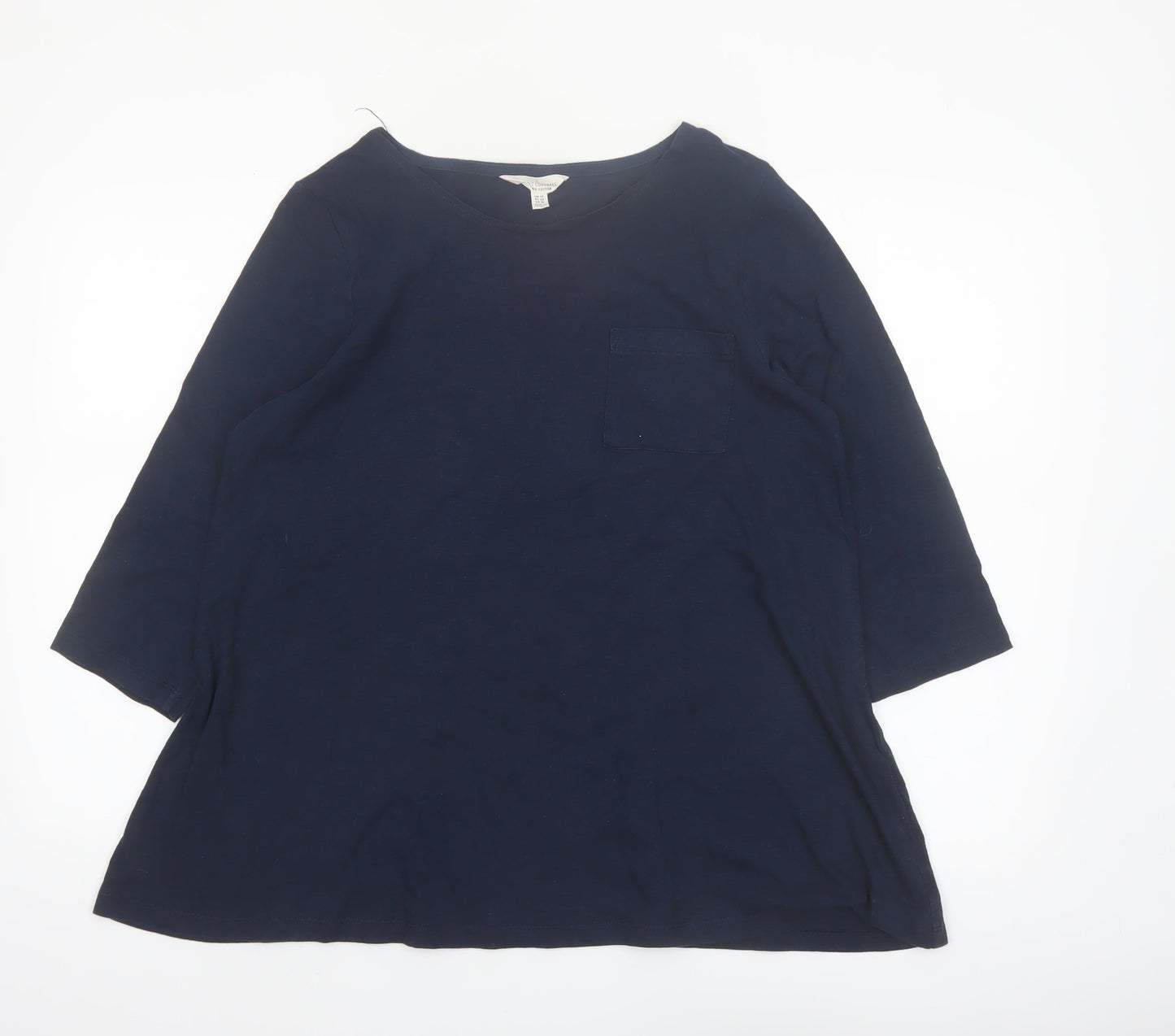 Seasalt Cornwall Women's Navy Organic Cotton 3/4 Sleeve Tunic UK 14