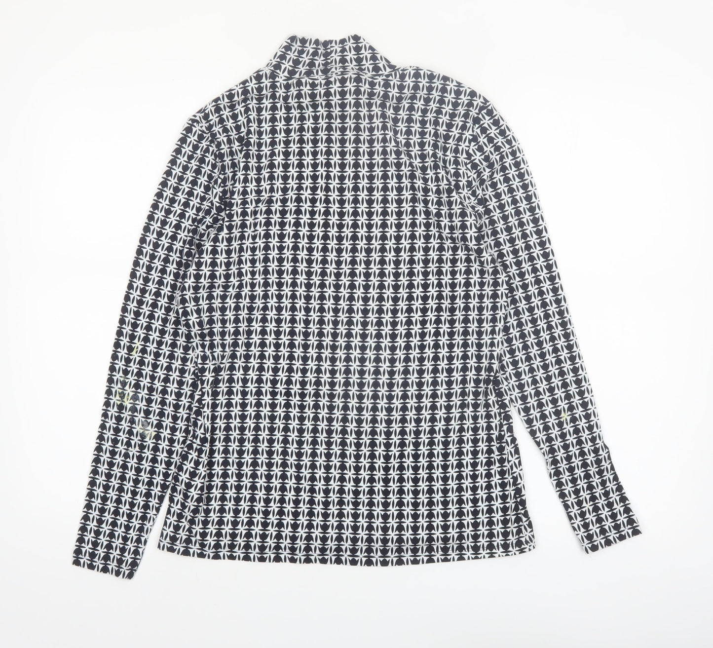Marks and Spencer Women's Black Geometric Roll Neck Long Sleeve Top Size 14