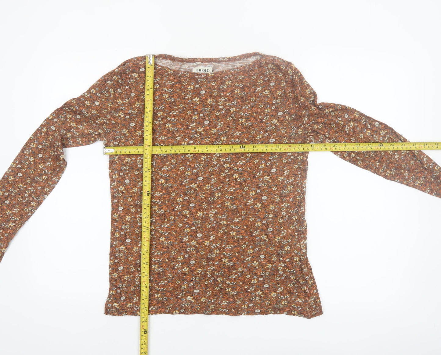 Burgs Women's Brown Floral Long Sleeve Cotton Modal Top Size 12