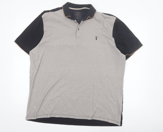 Next Men's Beige & Black Short Sleeve Cotton Polo Shirt XXL