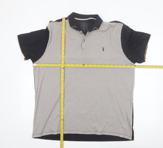 Next Men's Beige & Black Short Sleeve Cotton Polo Shirt XXL