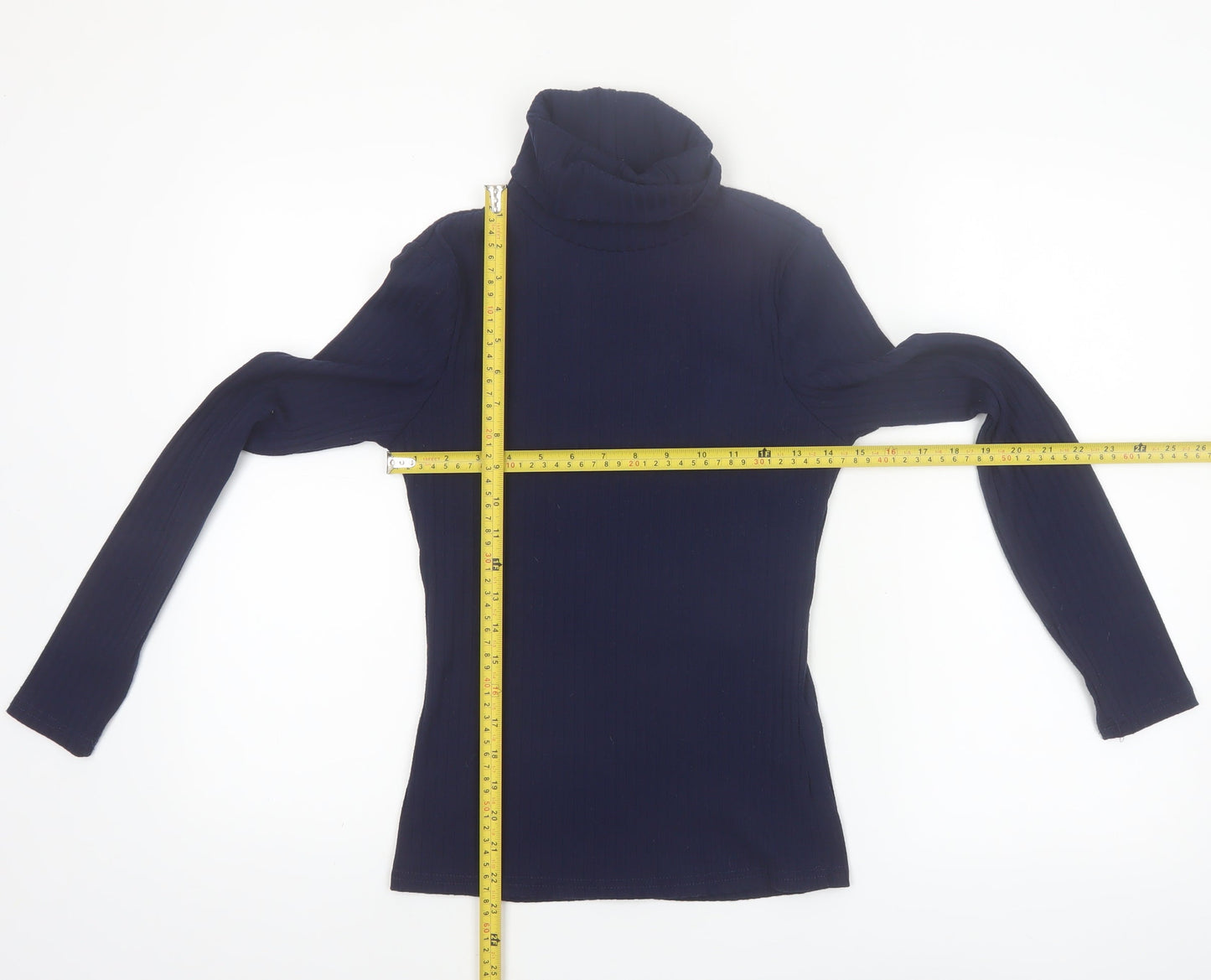 River Island Women's Blue Roll Neck Long Sleeve Slim Fit Top Size 8