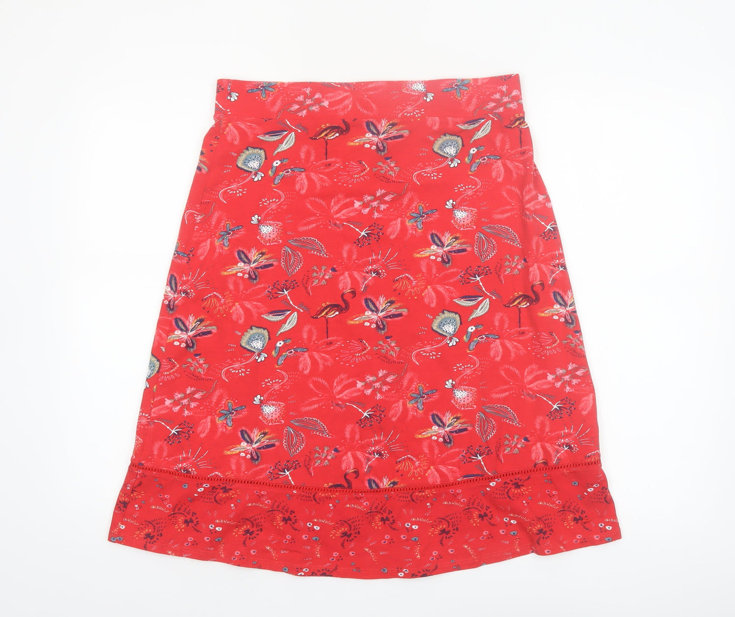 Roman Originals Women’s Red Floral A-Line Cotton Stretch Skirt Size 12