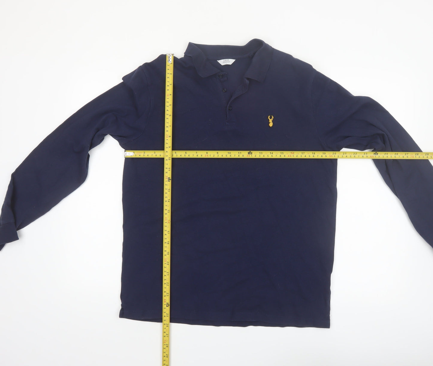 Next Men’s Blue Long Sleeve Stretch Polo Shirt Size L