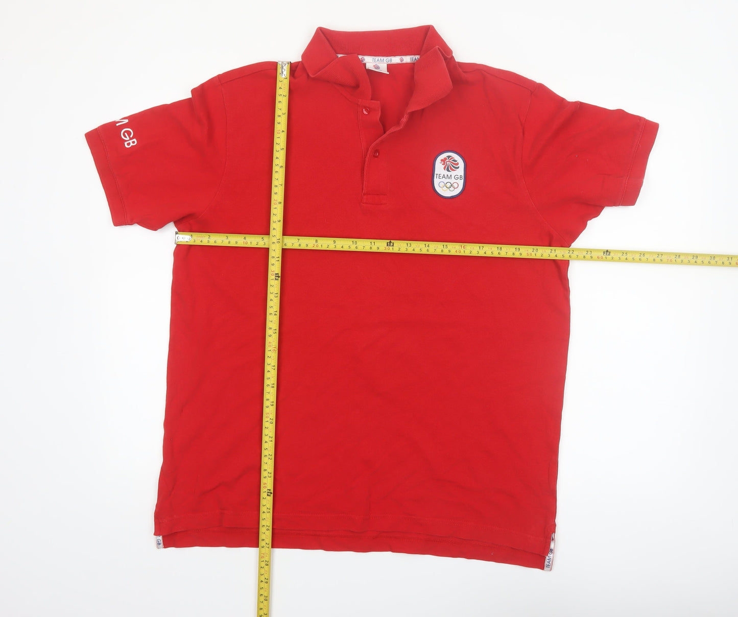 Team GB Men's Red Polo Shirt L Sport Collared Cotton Top